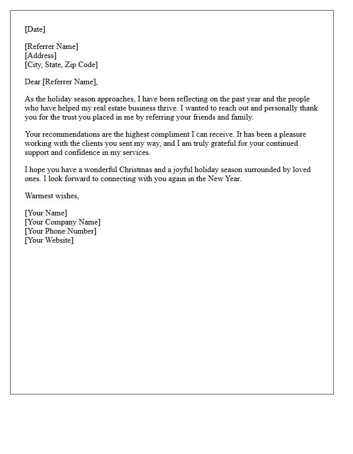 Christmas Appreciation Letter for Valuable Real Estate Referrers