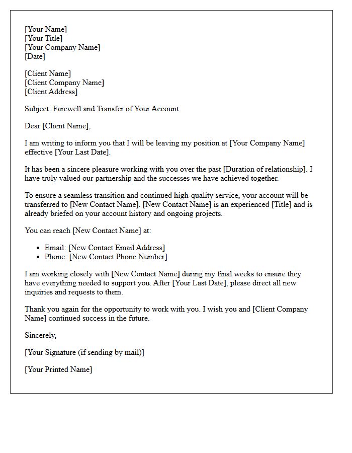 Final Farewell and Client Account Transfer Letter
