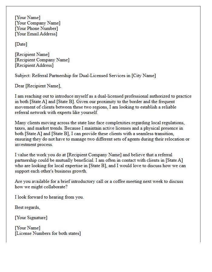 Border City Dual-Licensed Agent Referral Introduction Letter