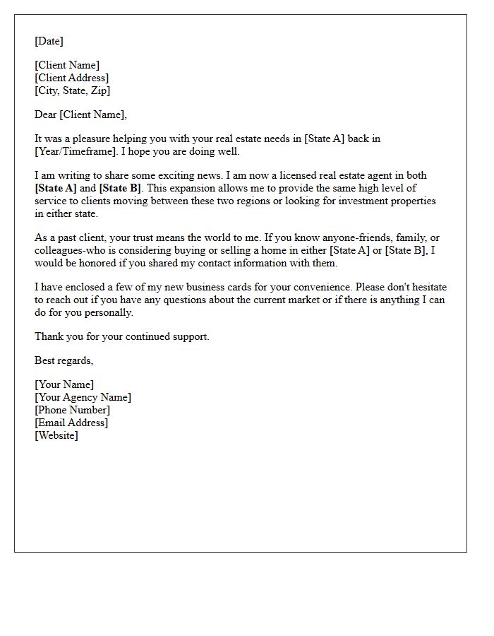 Dual-State Agent Past Client Referral Introduction Letter