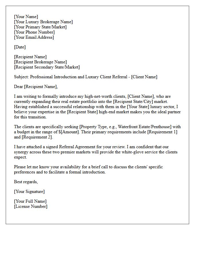 Luxury Market Dual-State Referral Introduction Letter