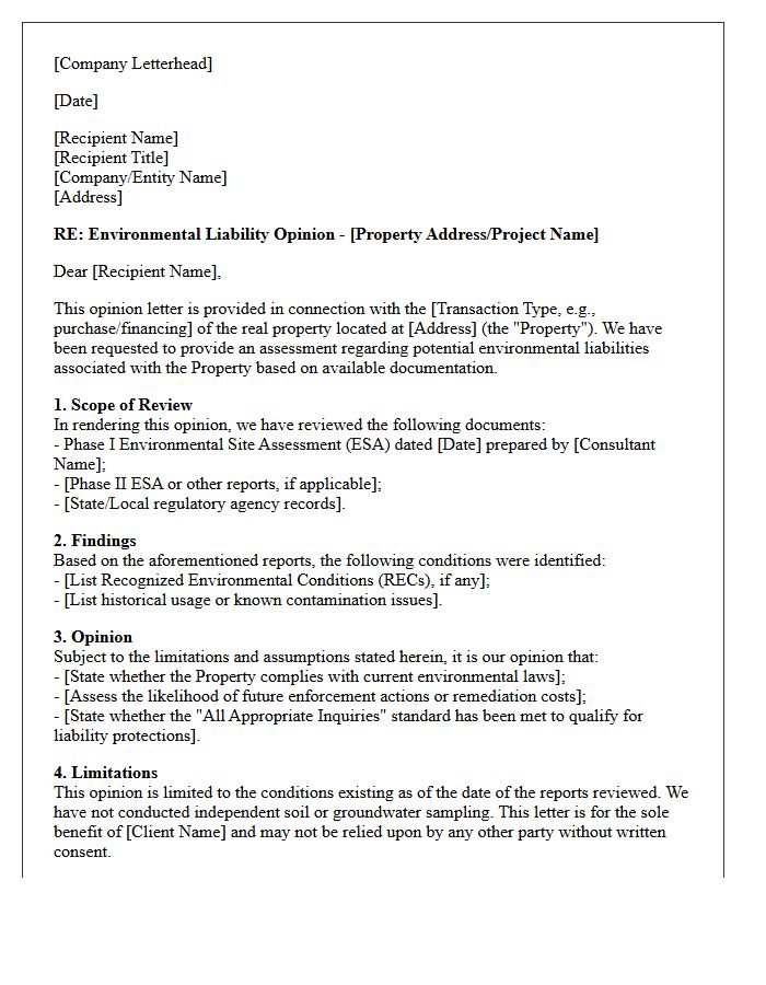 Draft Environmental Liability Opinion Letter