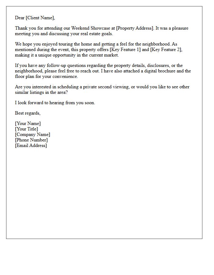 Real Estate Weekend Showcase Thank You Letter