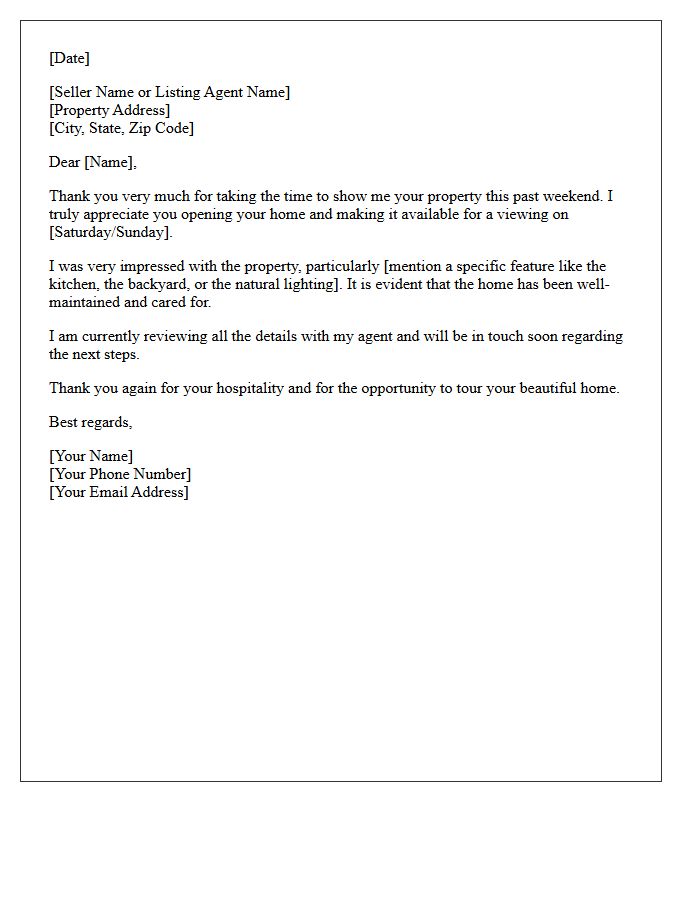 Weekend Property Showing Gratitude Letter