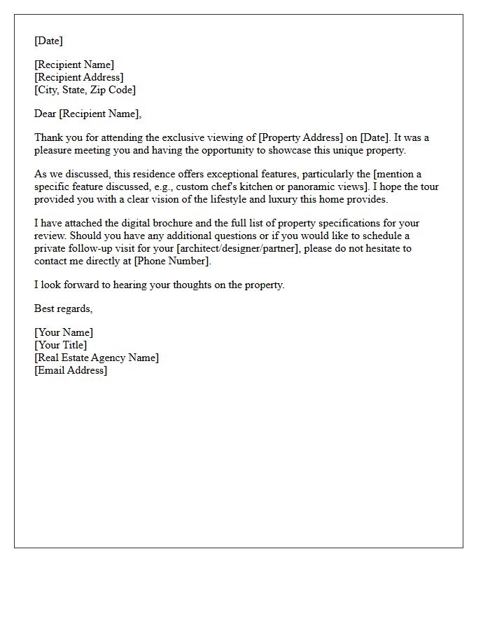 Exclusive Real Estate Viewing Thank You Letter