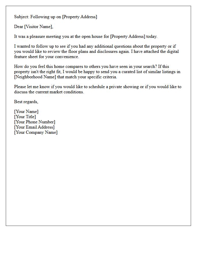 Post Open House Follow-Up Letter