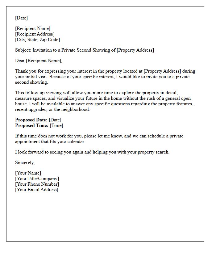 Private Second Showing Invitation Letter