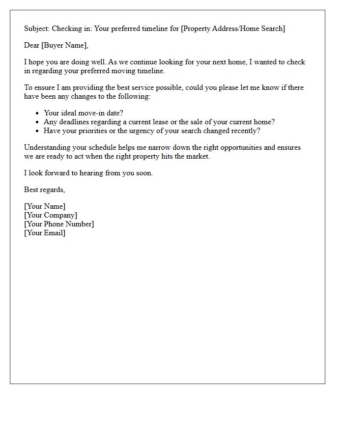 Buyer Preferred Timeline Check-In Letter