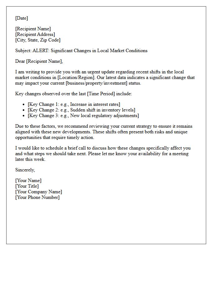 Changing Local Market Conditions Alert Letter