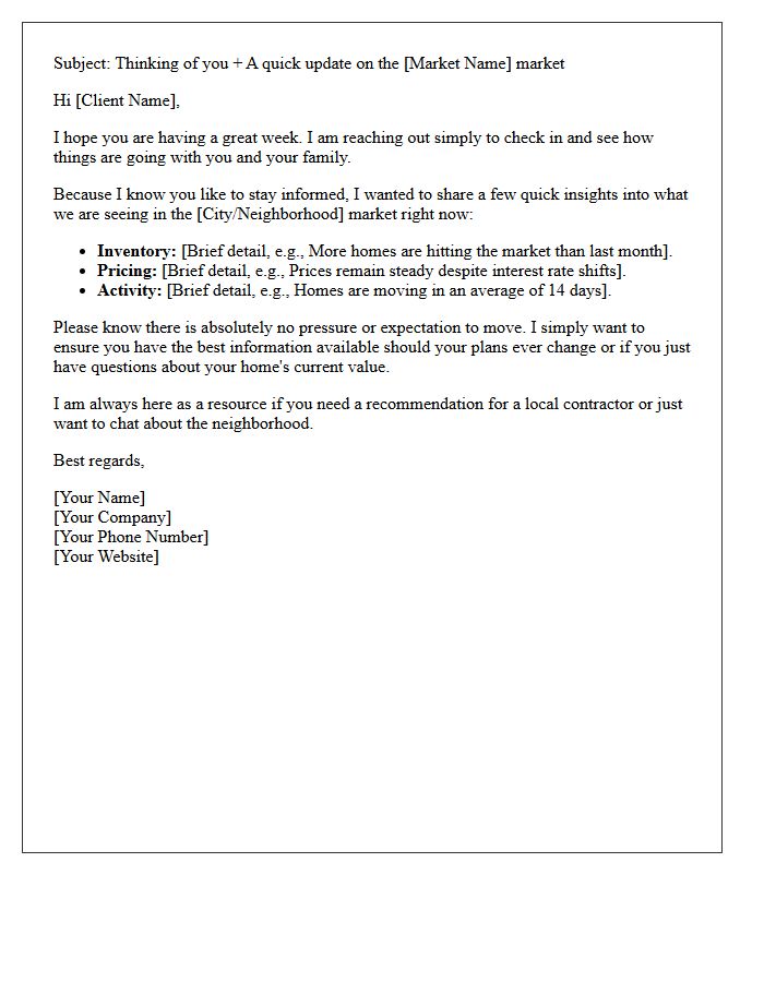 No Pressure Market Insights and Check-In Letter