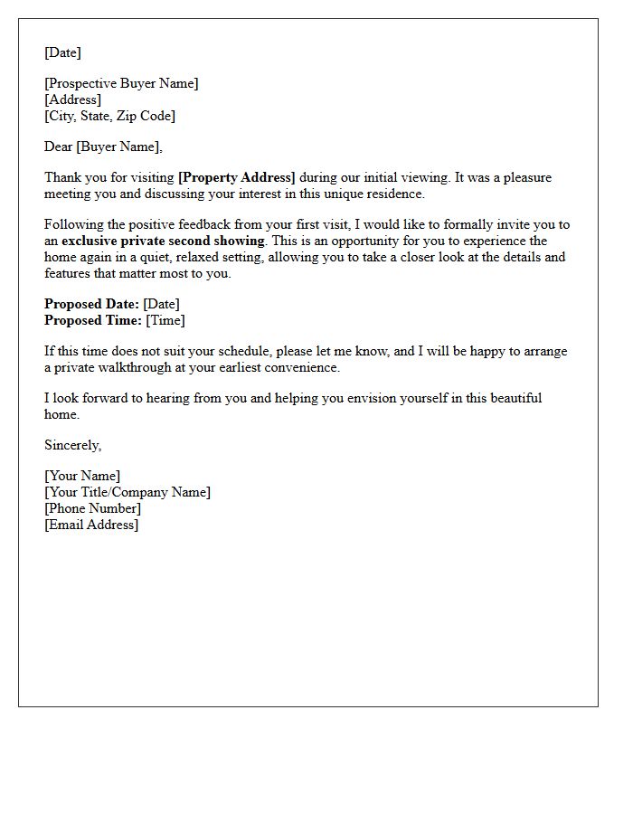 Exclusive Private Second Showing Invitation Letter For Prospective Buyers