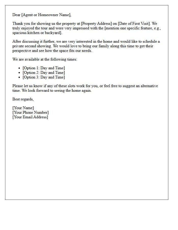 Follow-Up Letter To Schedule A Private Second Showing For Your Family