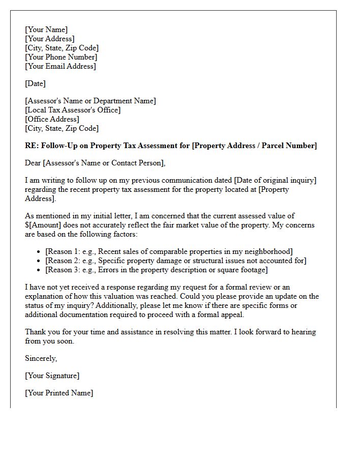 Follow-Up Letter Addressing High Property Tax Concerns