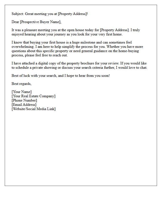 Open House Thank You Letter for First-Time Homebuyers