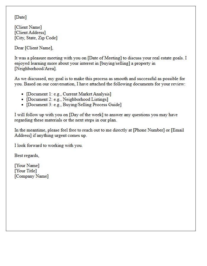 Initial Real Estate Consultation Follow-Up Letter