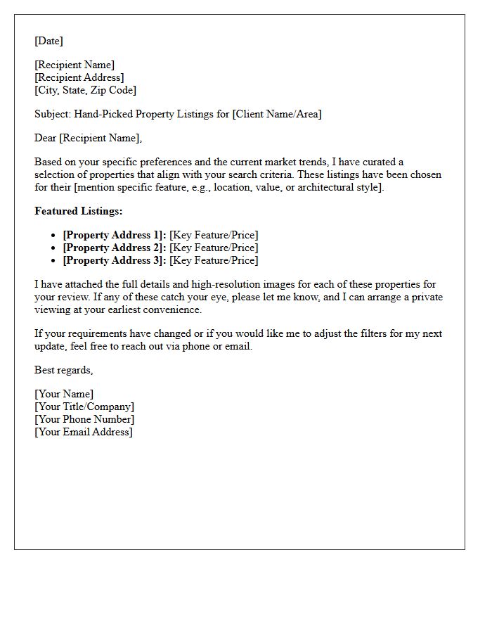 Curated Property Listing Update Letter