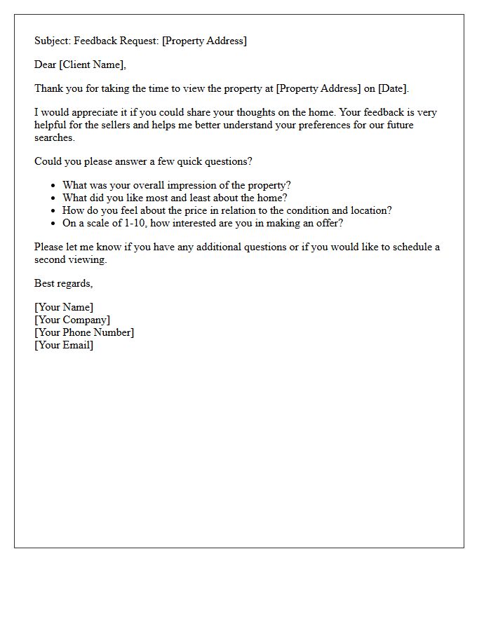 Post-Showing Feedback Request Letter