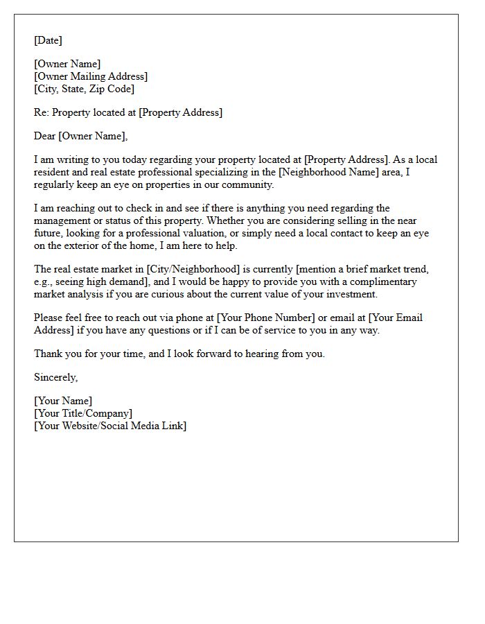 Check-In Letter for the Absentee Property Owner
