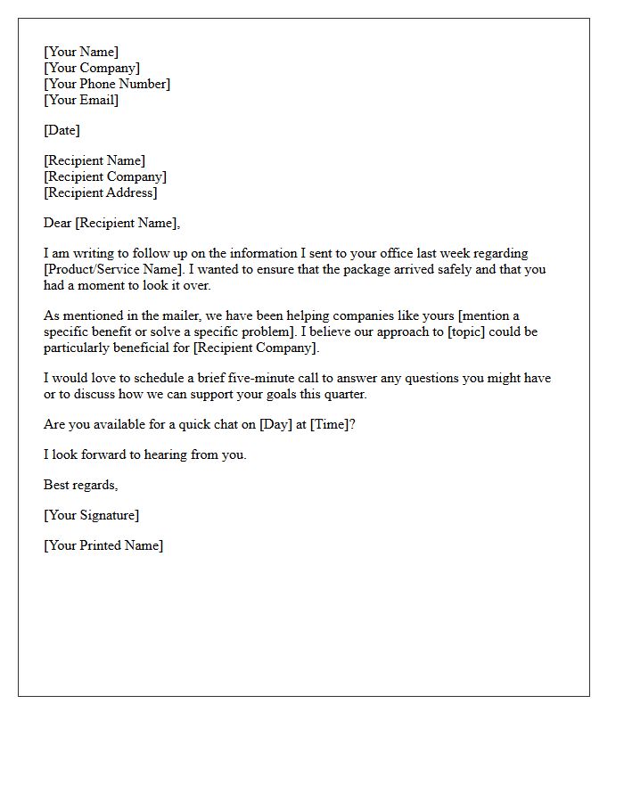 Touching Base Letter After a Direct Mail Campaign