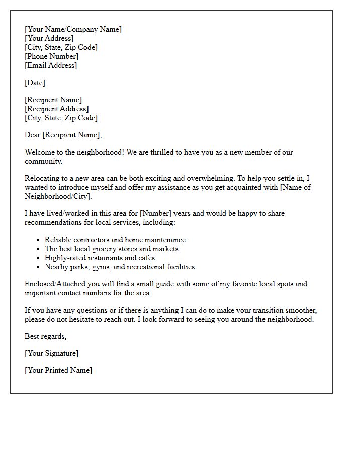 Welcome To The Area Relocation Introduction Letter