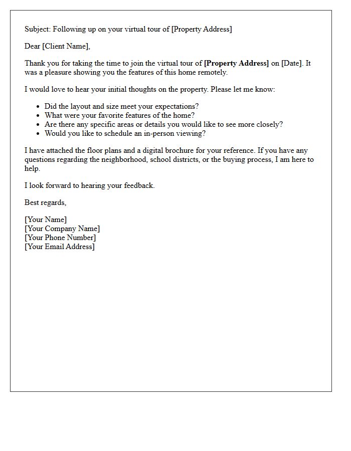 Virtual Property Tour Feedback And Follow-Up Letter