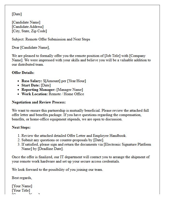 Remote Offer Submission And Negotiation Next Steps Letter