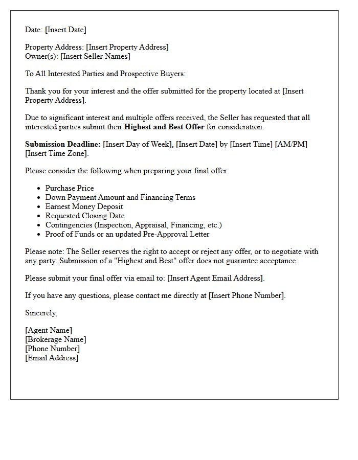 Residential Highest And Best Offer Notification Letter