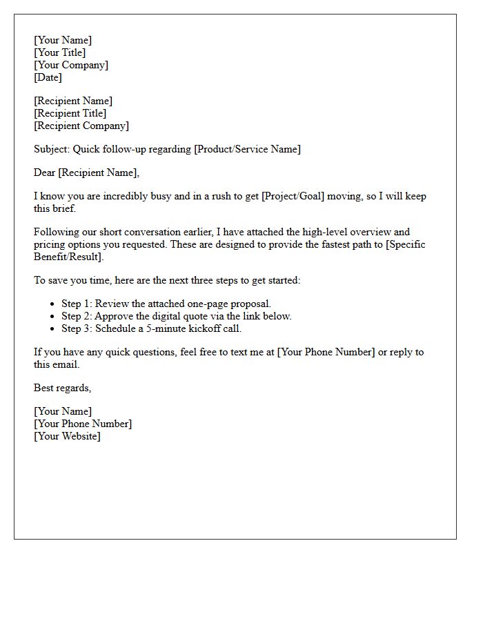 Follow-Up Letter For The Hurried Buyer