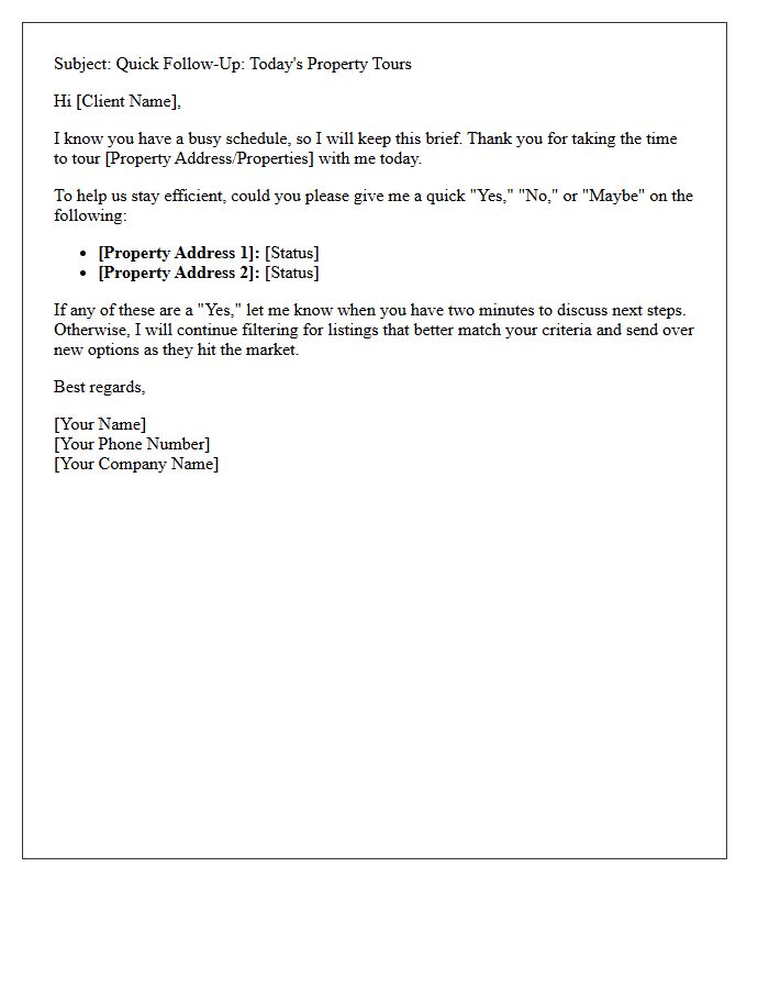 Post-Tour Check-In Letter For Busy Real Estate Clients