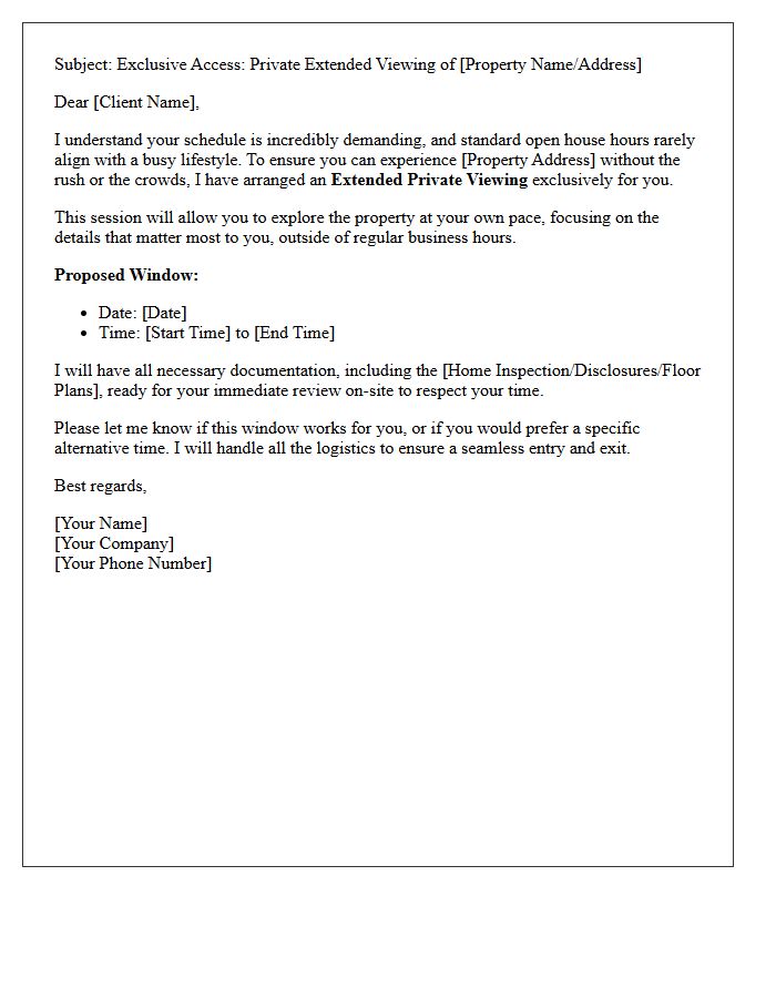 Extended Private Viewing Letter For The Hurried Client