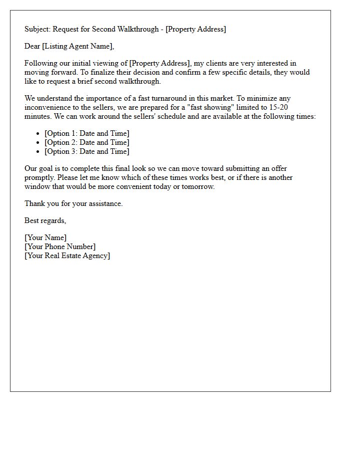 Second Walkthrough Proposal Letter For Fast Showings