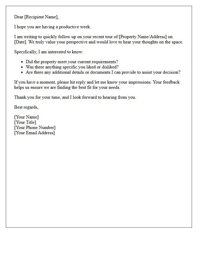 Quick Check-In Property Feedback Follow-Up Letter