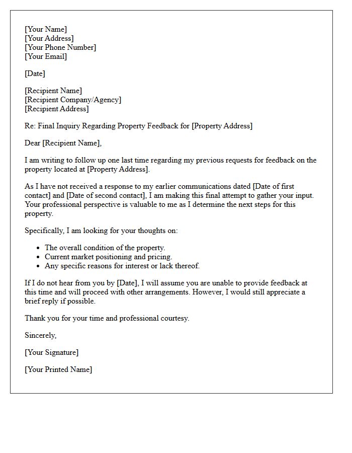 Final Attempt Property Feedback Inquiry Letter