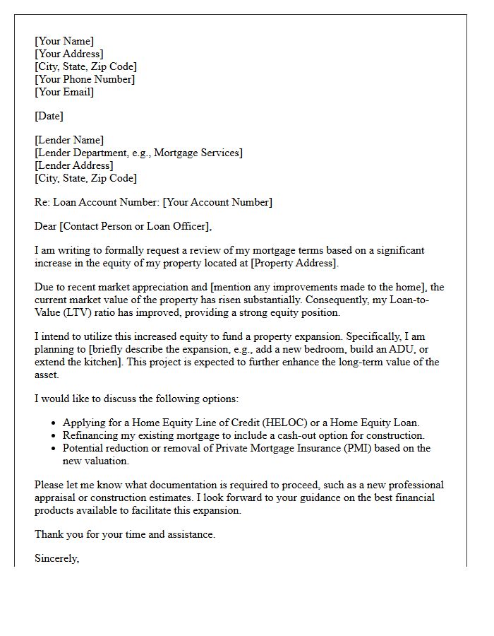 Increased Equity And Property Expansion Letter
