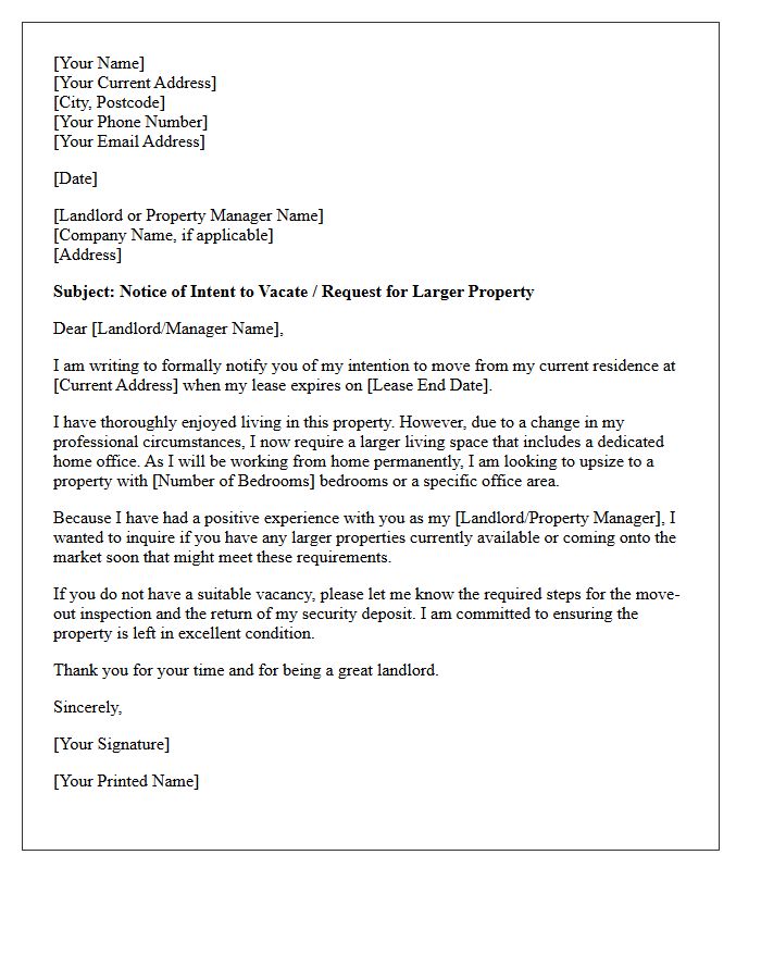 Home Office And Living Space Upsize Letter