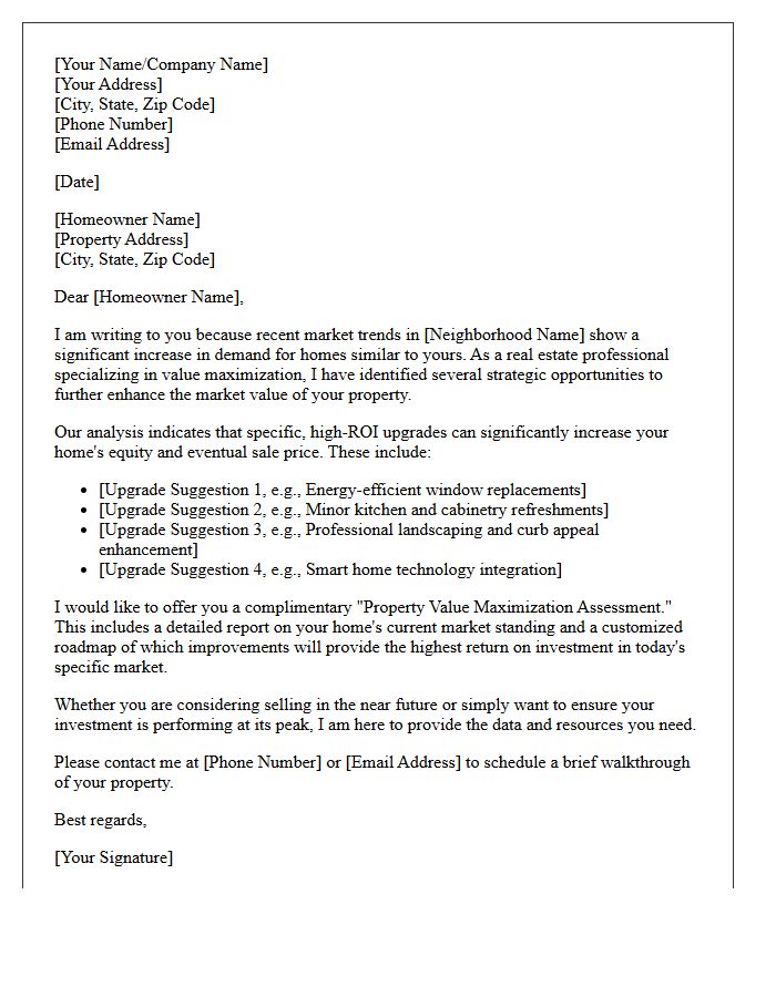 Property Value Maximization And Upgrade Letter