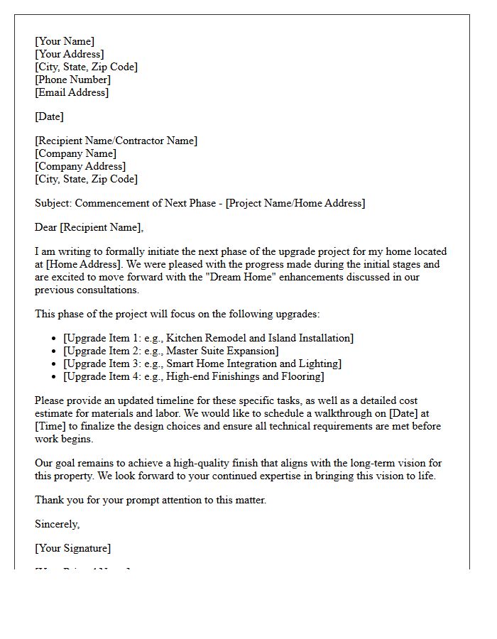 Next Phase Dream Home Upgrade Letter