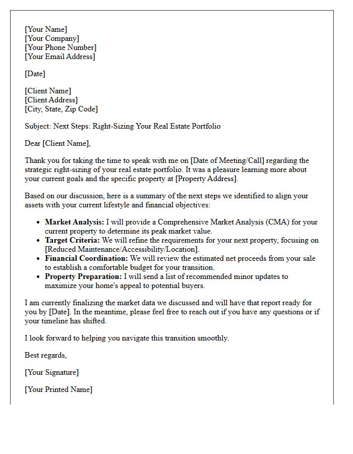 Next Steps Follow-Up Letter For Right-Sizing Your Real Estate Portfolio