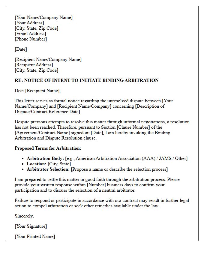 Binding Arbitration And Dispute Resolution