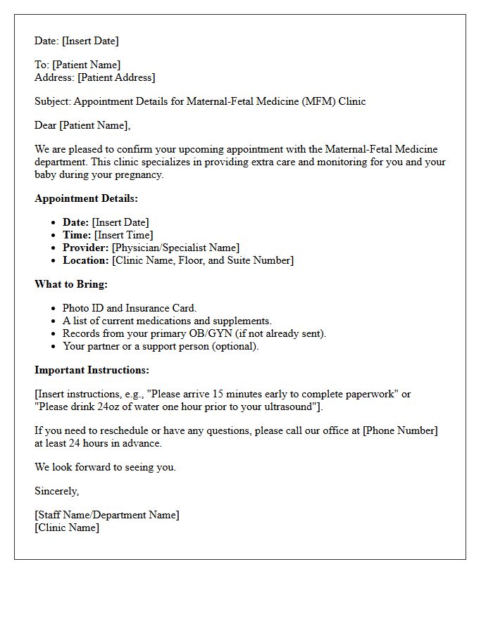 Receiving Maternal-Fetal Medicine Clinic Details
