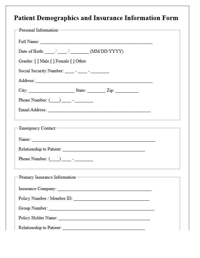 Patient Demographics and Insurance Information