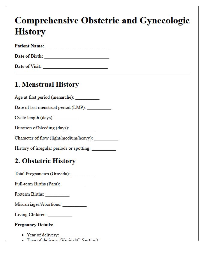 Comprehensive Obstetric and Gynecologic History