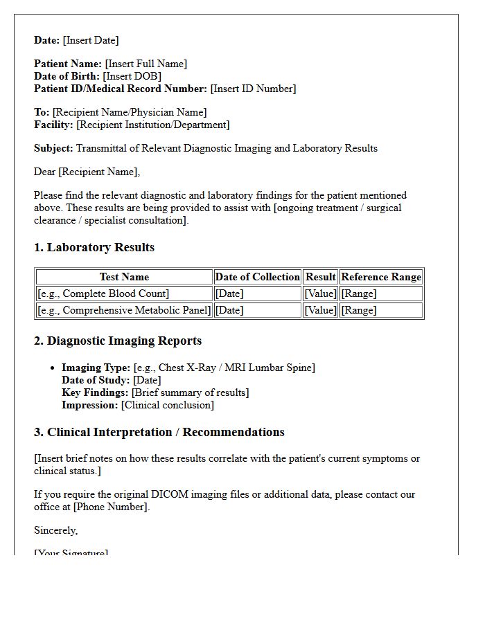 Relevant Diagnostic Imaging and Laboratory Results