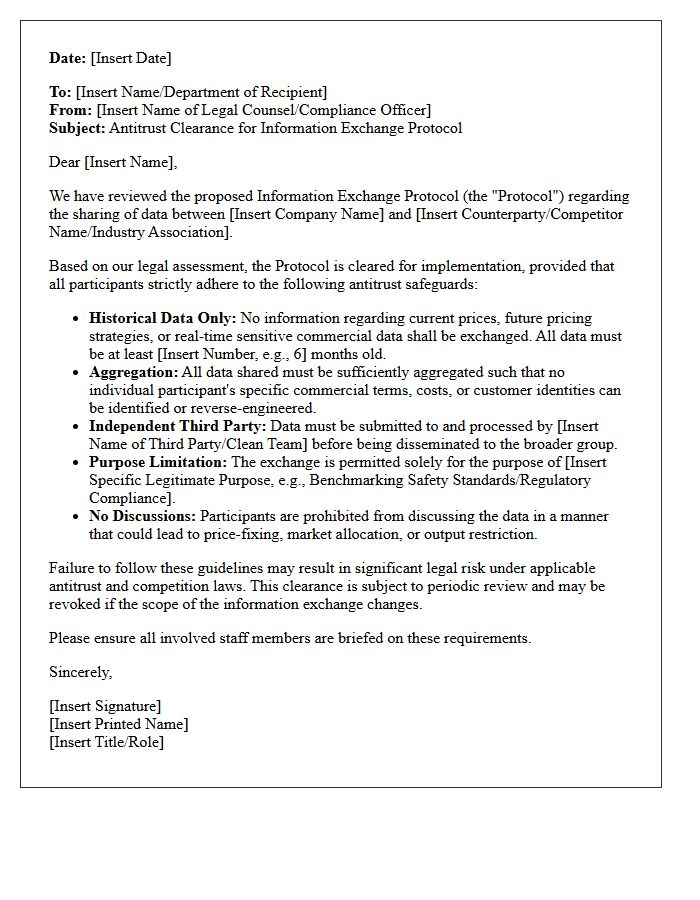 Information Exchange Protocol Antitrust Clearance Letter