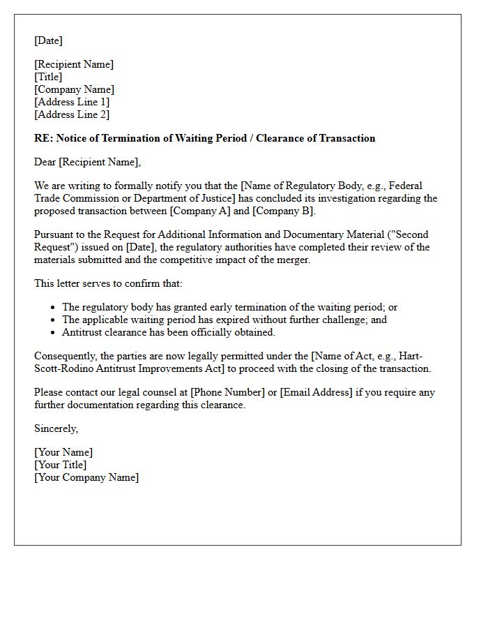 Second Request Antitrust Review Clearance Letter