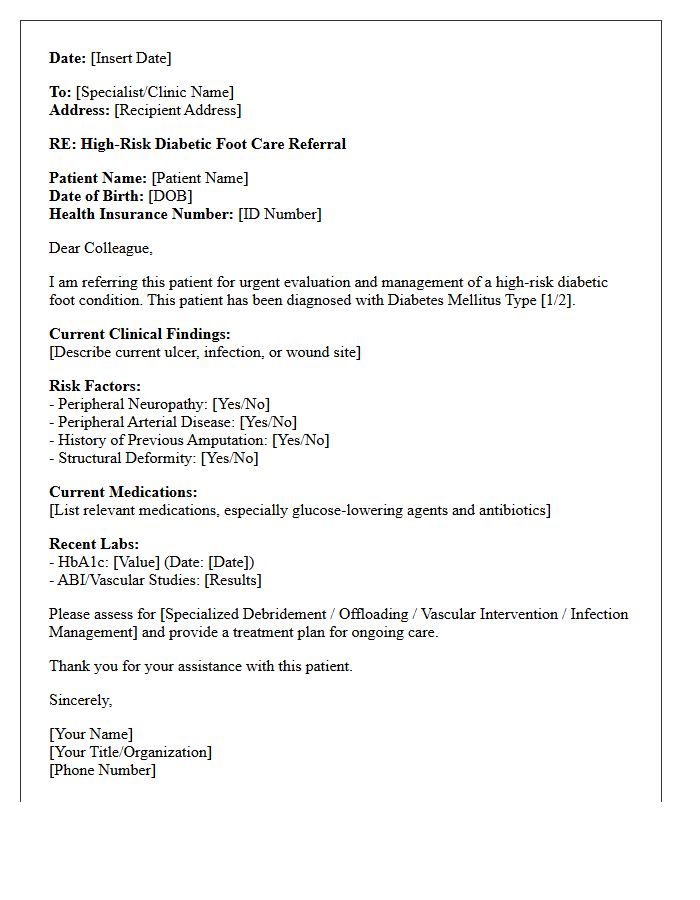 High-Risk Diabetic Foot Care Referral Letter
