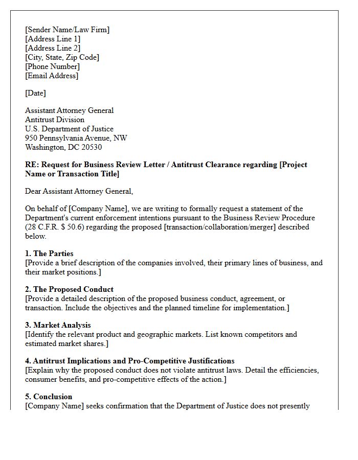 Department of Justice Antitrust Clearance Letter