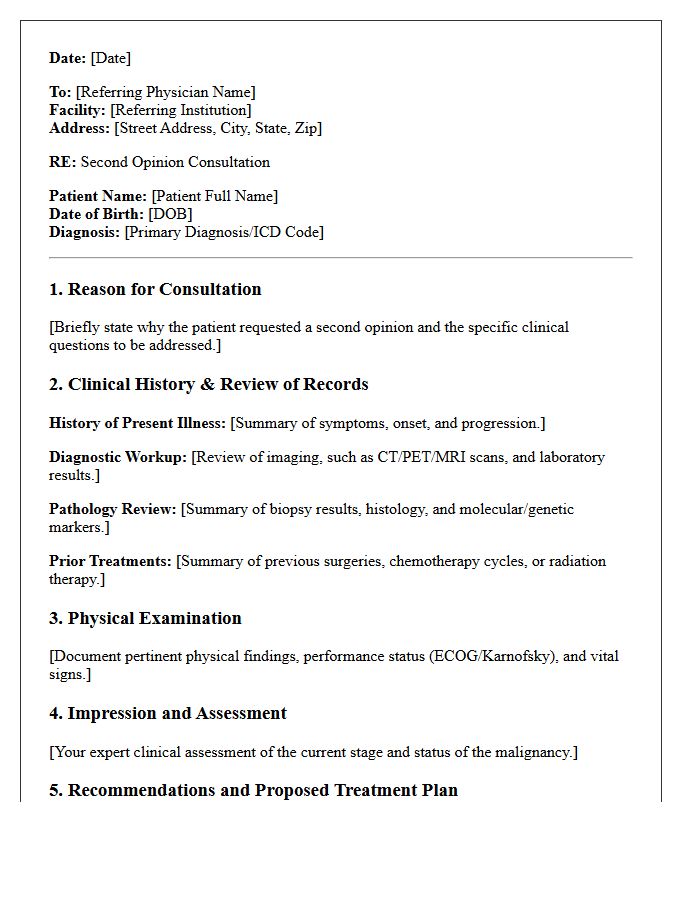 Comprehensive Oncology Second Opinion Consultation Letter