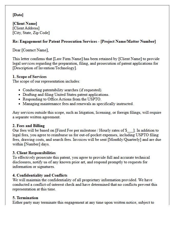 Patent Prosecution Engagement Letter