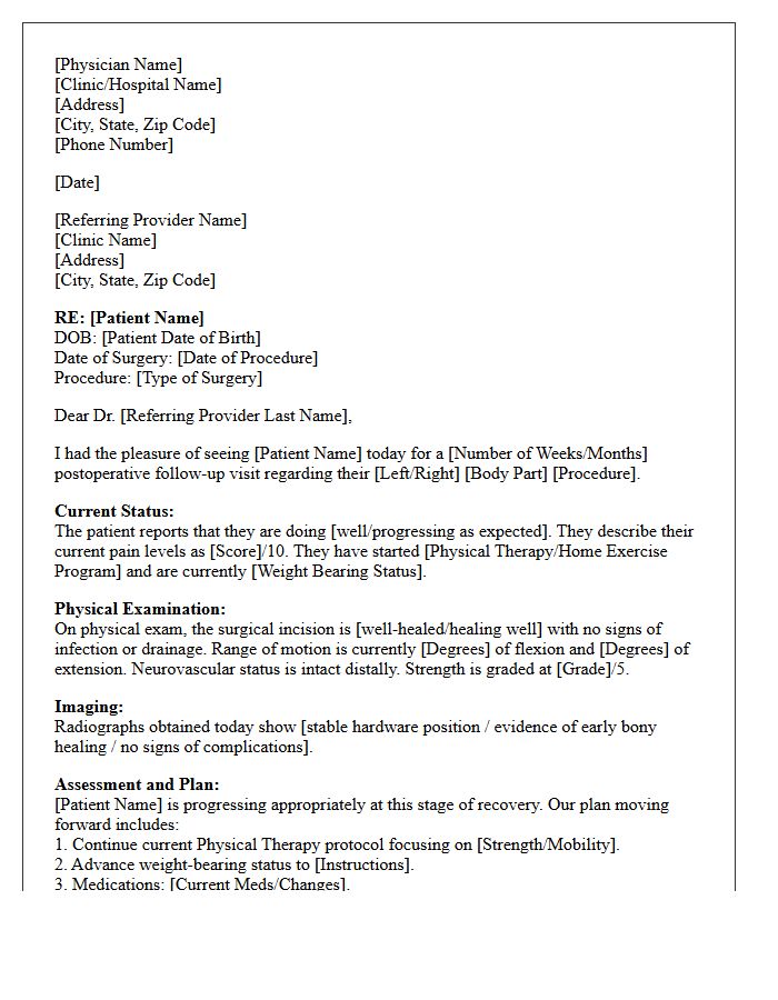 Follow-Up Orthopedic Surgical Consultation Letter